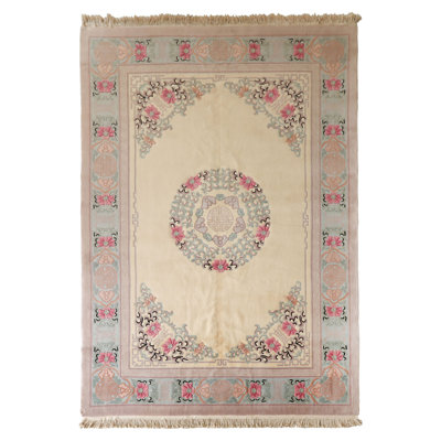 Tapis traditionnel en laine noué à la main 9 pi 6 po x 14 po Aubusson Savonnerie
