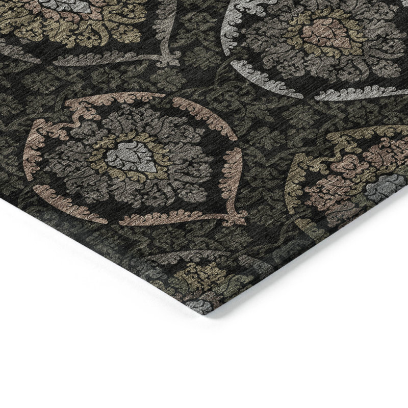 Senad Flatweave Washable Damask Indoor / Outdoor Rug, Rectangle 8' x 10'