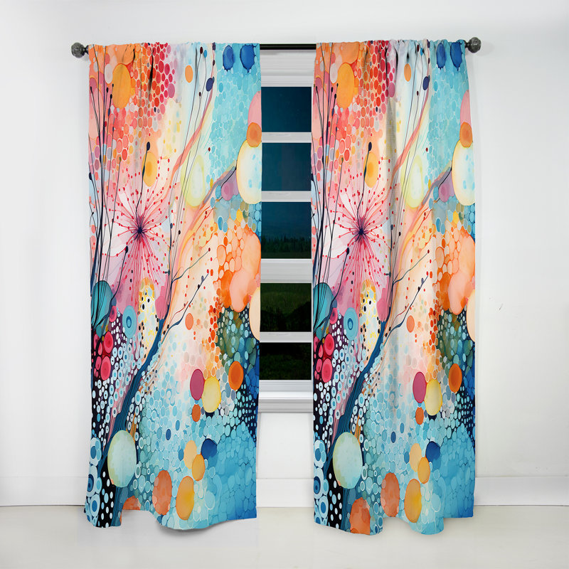 Westlake Colorful Ink River Microscopic Fantasia II - Modern Velvet Curtain - Room Darkening - 1 panel, 52" W x 63" L