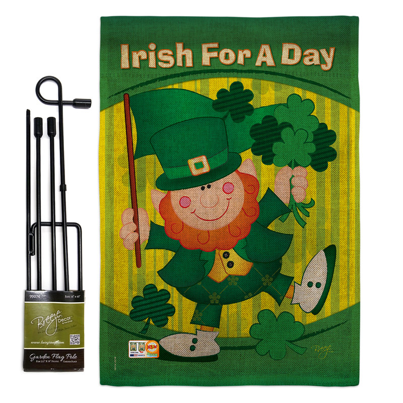 Double Sided 18.5'' H x 13'' W Polyester St. Patrick's Day Flag Set