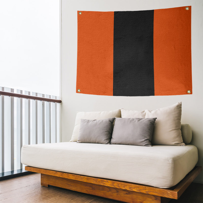 Tapisserie de polyester Anaheim, H 50 po x l 59 po x P 1 po, Orange / noir / orange
