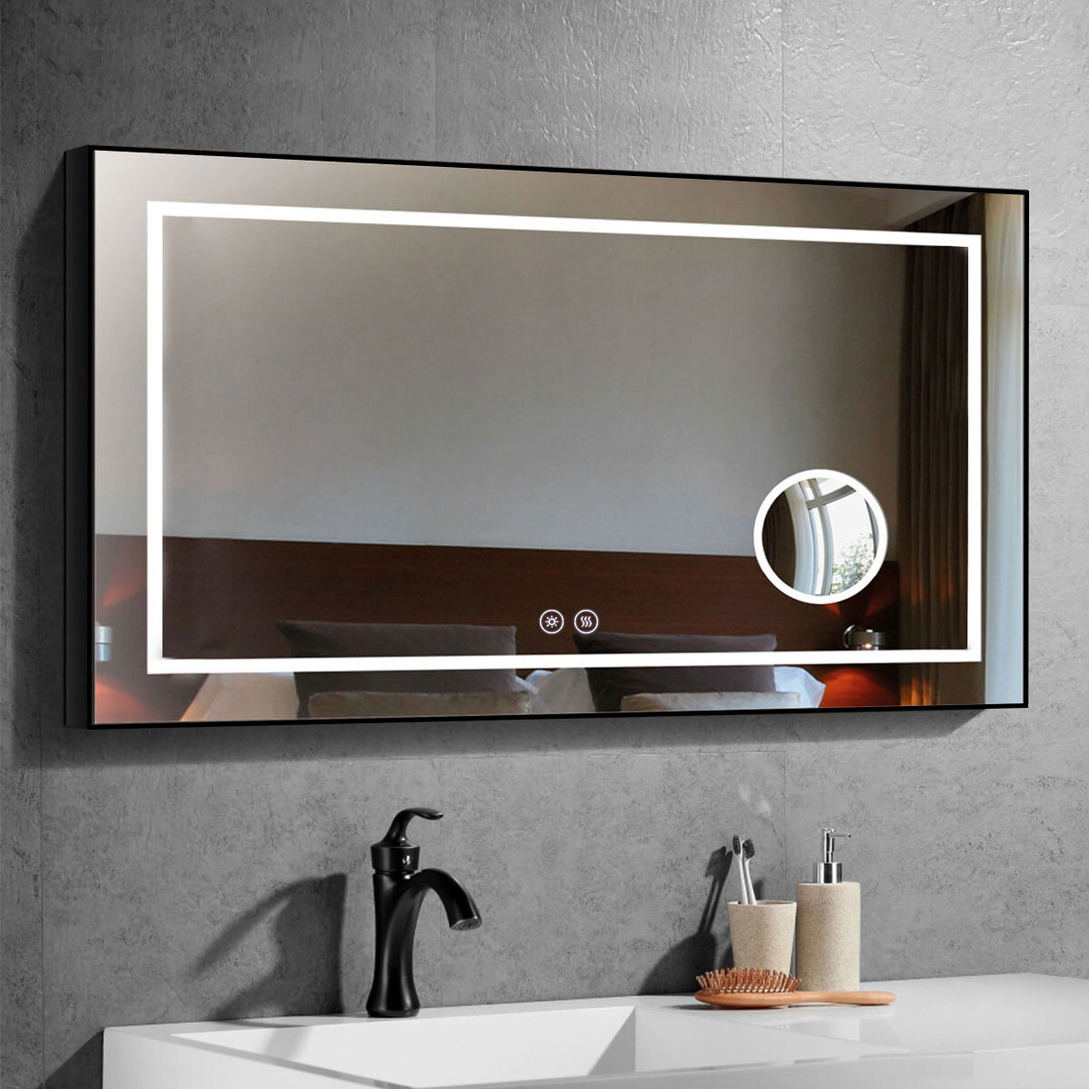 Wrought Studio Adolfina Metal Flat LED Wall Mirror & Reviews | Wayfair