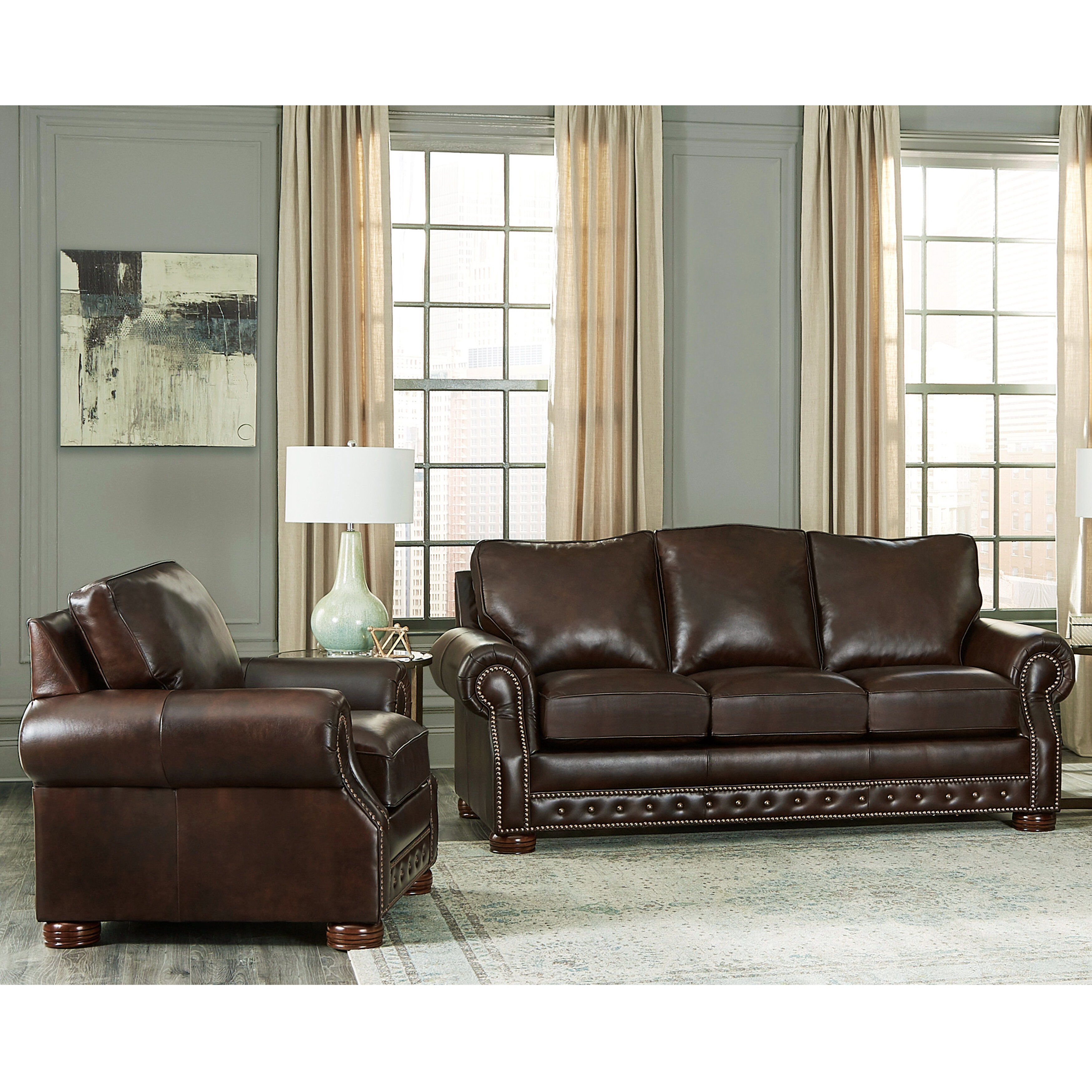 woensdag kwaadheid de vrije loop geven Weigering Canora Grey Pelaez 2 - Piece Leather Living Room Set | Wayfair