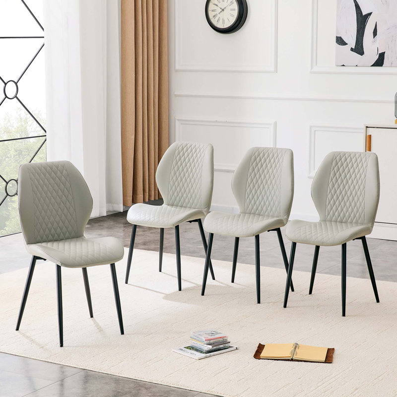 Chaises de salle à manger matelassées avec dossier ergonomique Modern, Gris clair