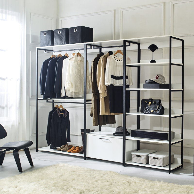 Garde-robe à une tablette 47 po - Métal, rangement profond, chaleur et eau, tableau de classement Stain Scratch E0 avec cadre en métal thermolaqué, intérieur supplémentaire