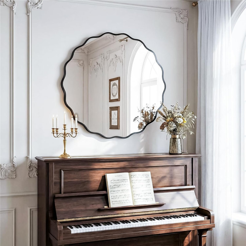 Metal Round Mirror, Black