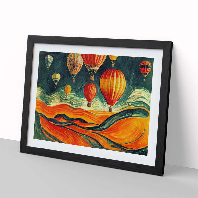 Surreal Hot Air Balloons - Framed Print, Black, 46cm H x 64cm W x 2cm D