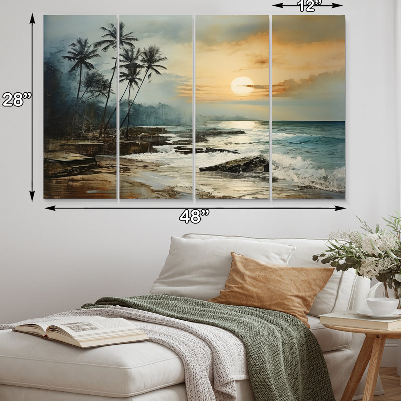 Overcash - Art mural sur toile nautique et plage - 4 panneaux