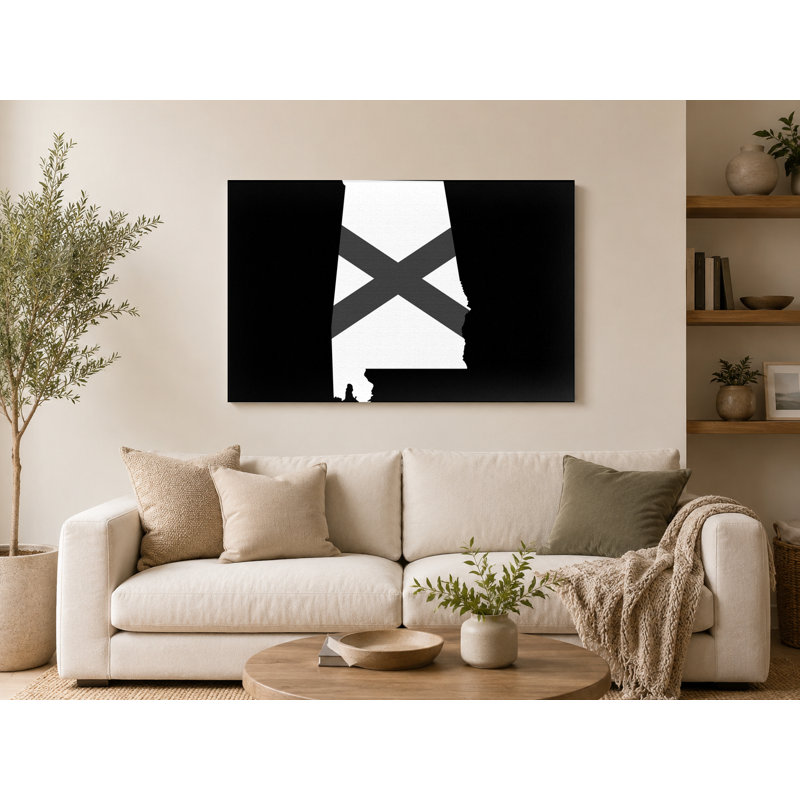 Alabama State Flag Silhouette - impression sur toile, impression sur toile, 8" H x 10" W