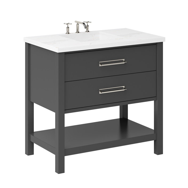 Kiawah Two-Drawer Single Bath Vanity, Off Black, 48", Satin Nickel