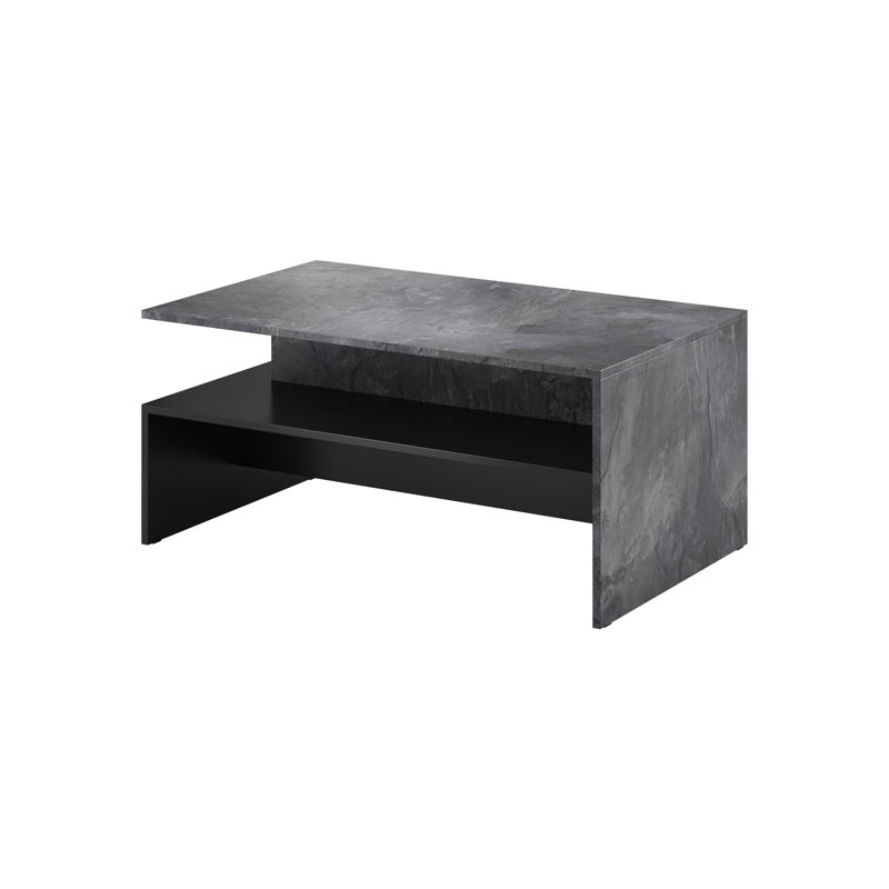 Carlotta Solid Coffee Table with Storage, Dark Grey Marble