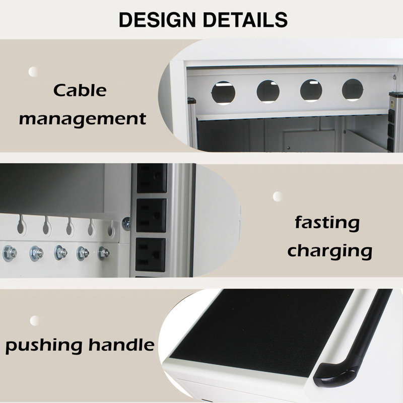 Chariot de chargement mobile et armoire pour ordinateurs portables 30 tablettes avec serrure à combinaison