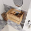 Meuble-lavabo de 30 po à fixer au mur avec tiroir à fermeture en douceur, imitation chêne