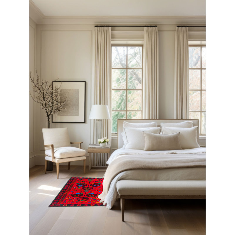 Tapis rouge Teimani 3 pi 3 po x 4 pi 5 po