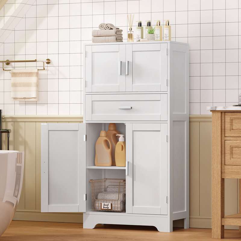 47.2" H Tall Storage Cabinet With Adjustable Shelf, Rattan Cabinet With Large Drawer, Cupboard For Living Room, Dining Room, Entryway, Home Office