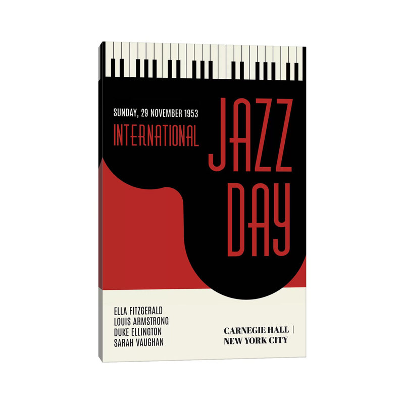 Jazzy Days - Dark Red by Kubistika - Print on Canvas, 66.04cm H x 45.72cm W x 3.81cm D, Wrapped Canvas
