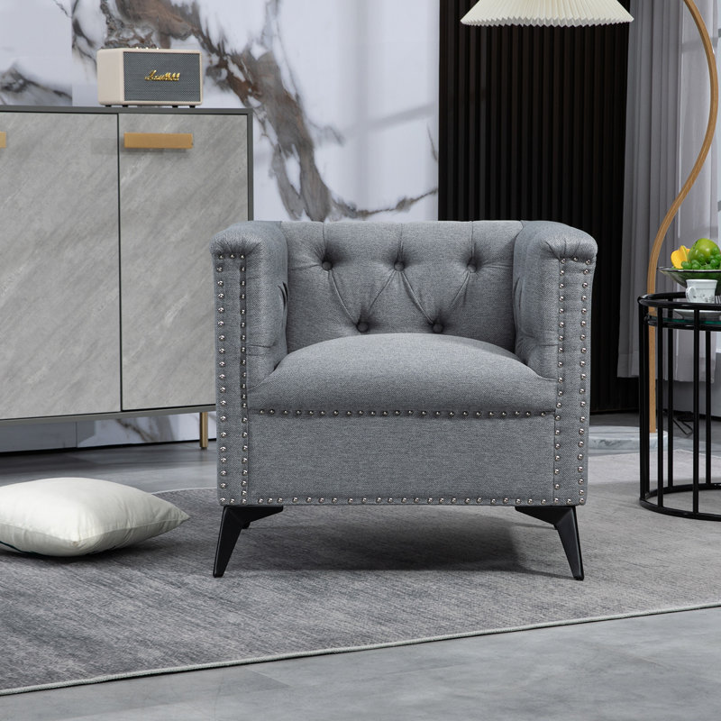 Fauteuil d'appoint Mekeshia, fauteuil simple, fauteuils, fauteuils d'appoint Mid-Century, Gris