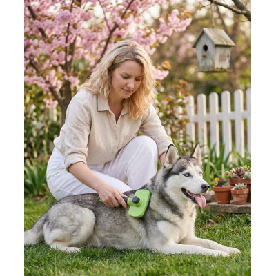 Self-Cleaning Slicker Brush for Dogs & Cats, Skin-Friendly Grooming Tool for Shedding, Deshedding Pet Supplies, Green