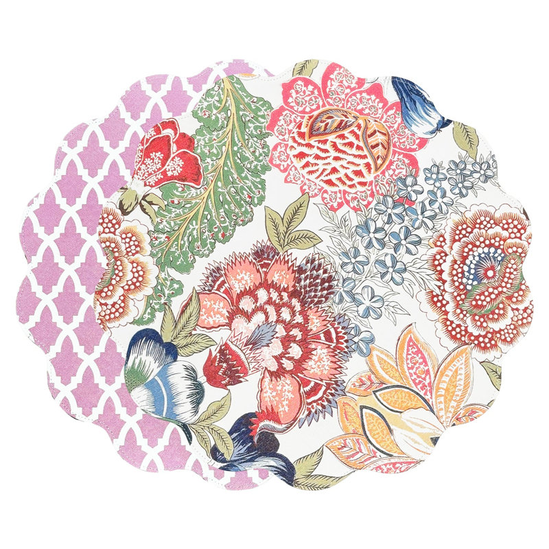 Vida Eggplant And Pink Reversible Round Placemats