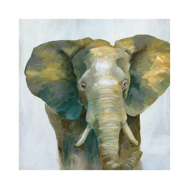 Jade Elephant 1 Piece Painting on Canvas, 45.72 cm H x 45.72 cm W x 1.91 cm D, Wrapped Canvas