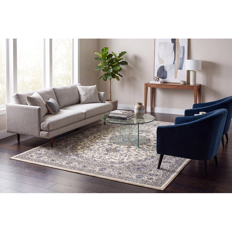 Tapis oriental ivoire / crème Attell, Rectangle 9 pi 2 po x 12 pi 10 po