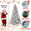 Arbre de Noël floqué pré-éclairé avec lumières UL blanc chaud, fil mémoire dépliable et support en métal stable-324659472