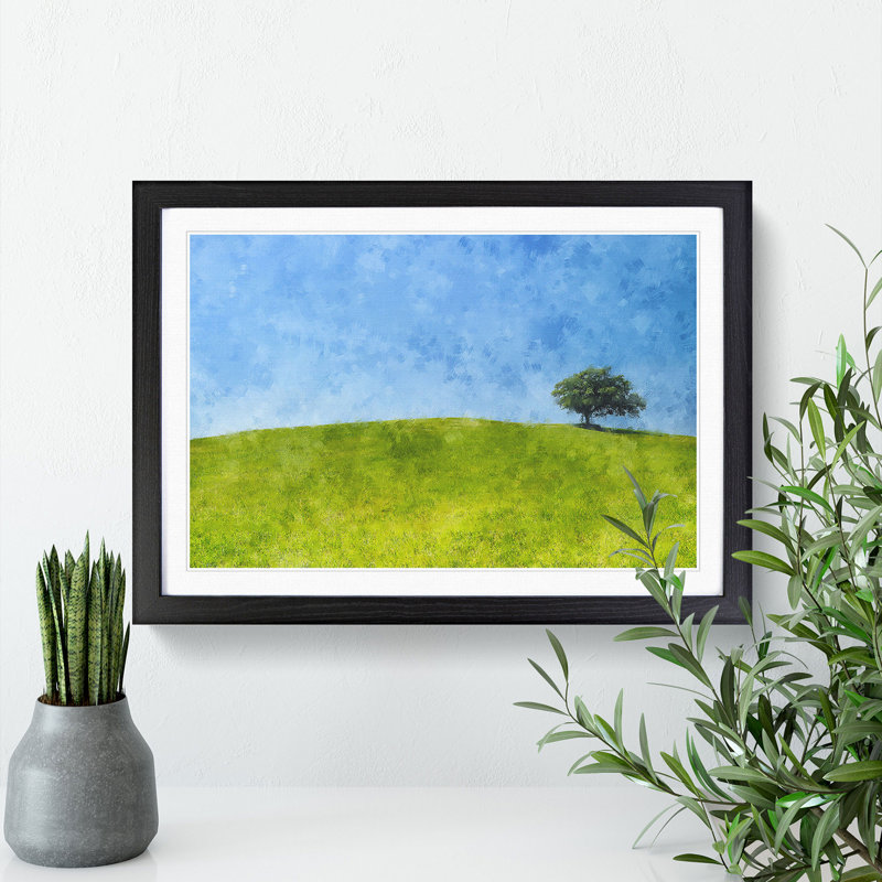 Tree upon a Hill - Picture Frame Graphic Art, 48cm H x 65cm W x 2cm D, Black