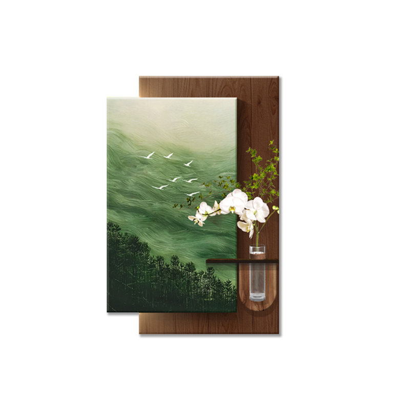 Brown + Green Rectangle Sandstone Wall art, 39.37" H x 31.5" W