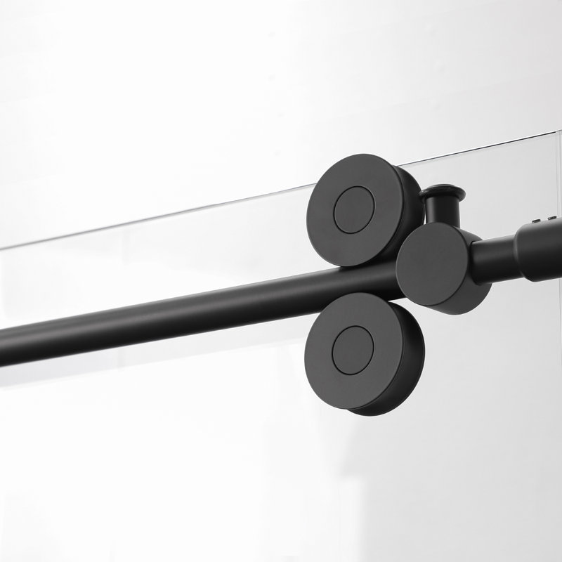 Vinnova Villena 52" Matte Black Frameless Sliding Shower Door