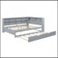 Lit de jour double en bois avec lit gigogne simple, lit de jour avec tablette de rangement et ports de chargement USB-1306843813