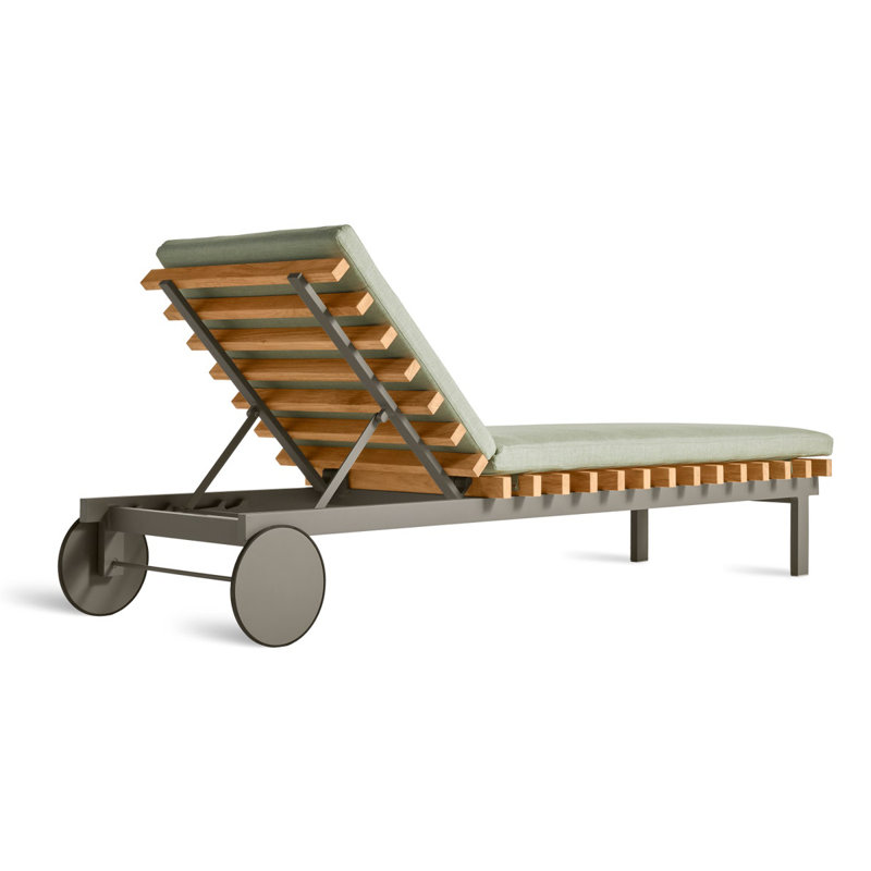 Perch Outdoor Teak Chaise Lounge, Toohey Charcoal, Charcoal