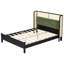 Structure de lit grand avec tête de lit verte, lit en bois massif noir et vert, aucun sommier requis, mobilier de chambre moderne-2016100409