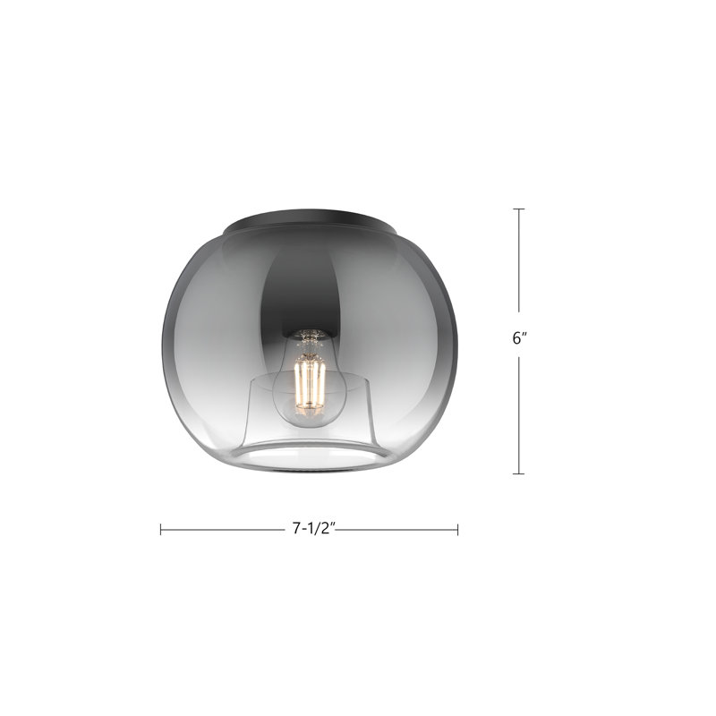 1 - Light Flush Mount, Black, Smoked