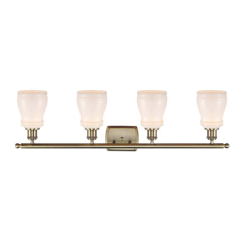 Mccarver 4 - Light Dimmable Vanity Light, White, LED, Antique Brass