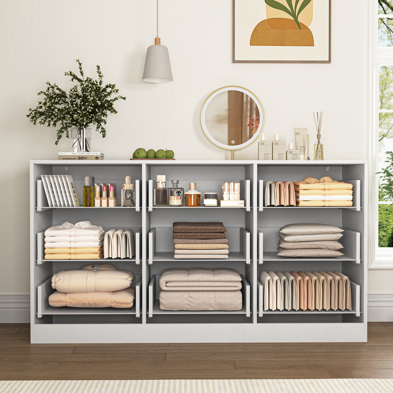 Commodes décoratives avec 9 tiroirs et poignées en métal, Blanc