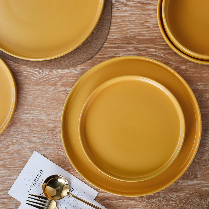 Stone Lain Cleo 32-Piece Dinnerware Set Stoneware, Yellow