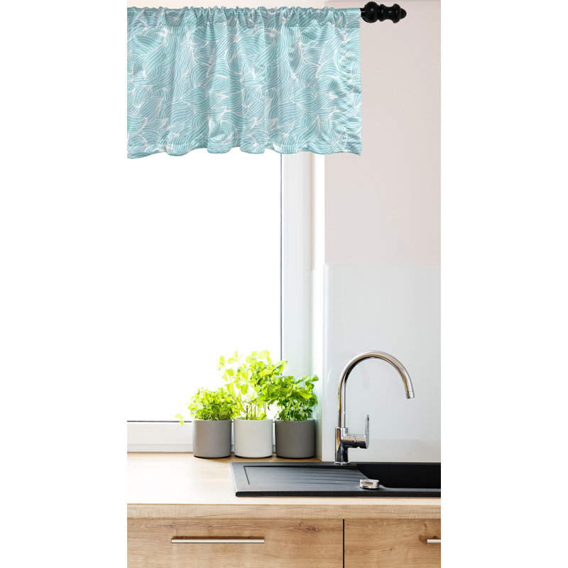 Ambesonne Ambesonne Abstract Valance Pack of 2 Waves Lines Swirls - Pale Blue White