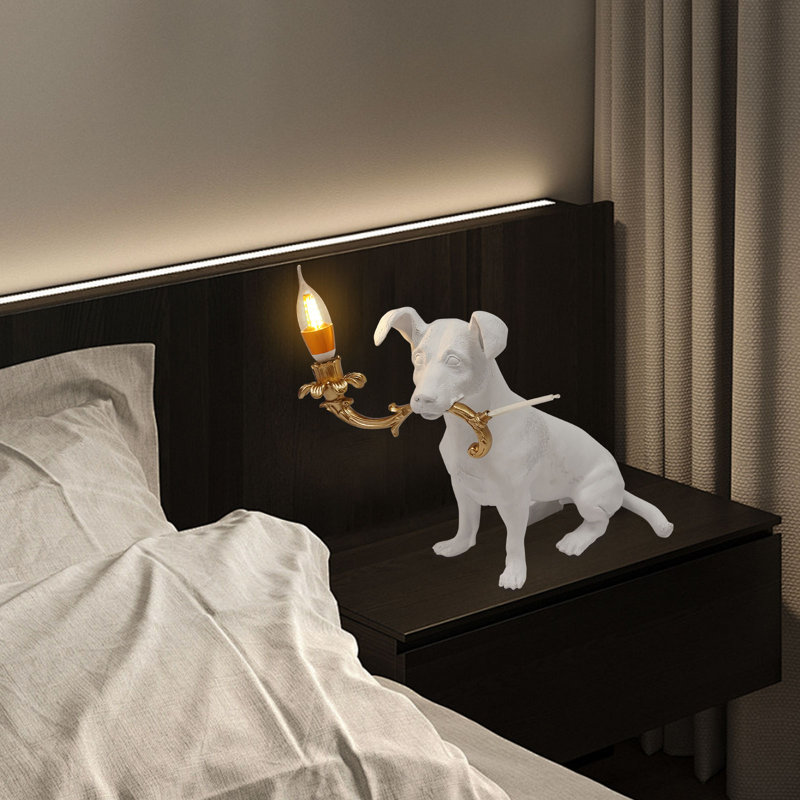 Puppy Dog Table Lamp,Decorative Desk Light With E12 Base (Not Included Bulb)