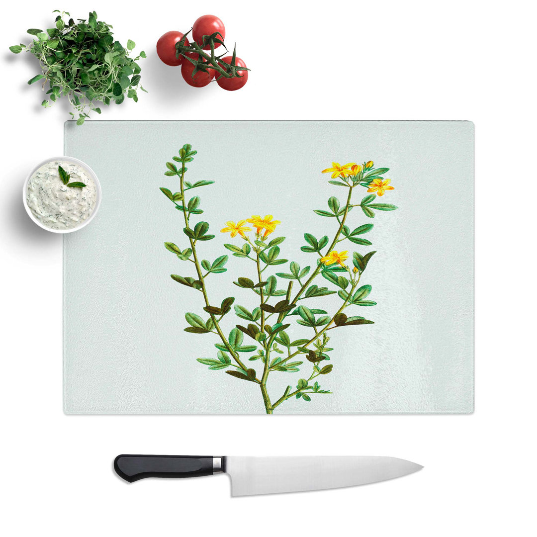 Tempered Glass Yellow Jasmine Flowers by Pierre-Joseph Redoute Chopping Board