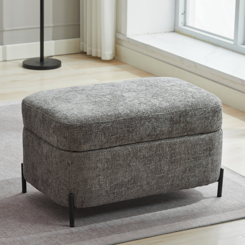 Bampton Upholstered Storage Ottoman, Charcoal Chenille