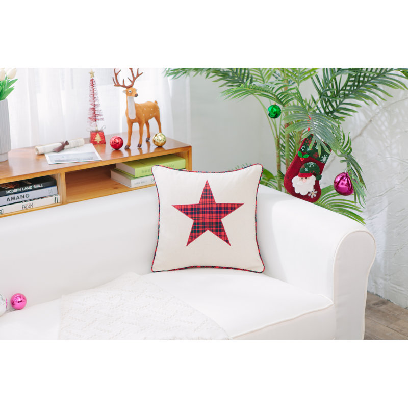 Coussin en coton star écossais patch