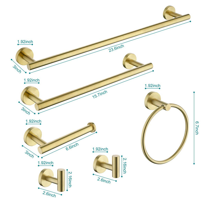 6 - Piece Bathroom Hardware Set, Gold