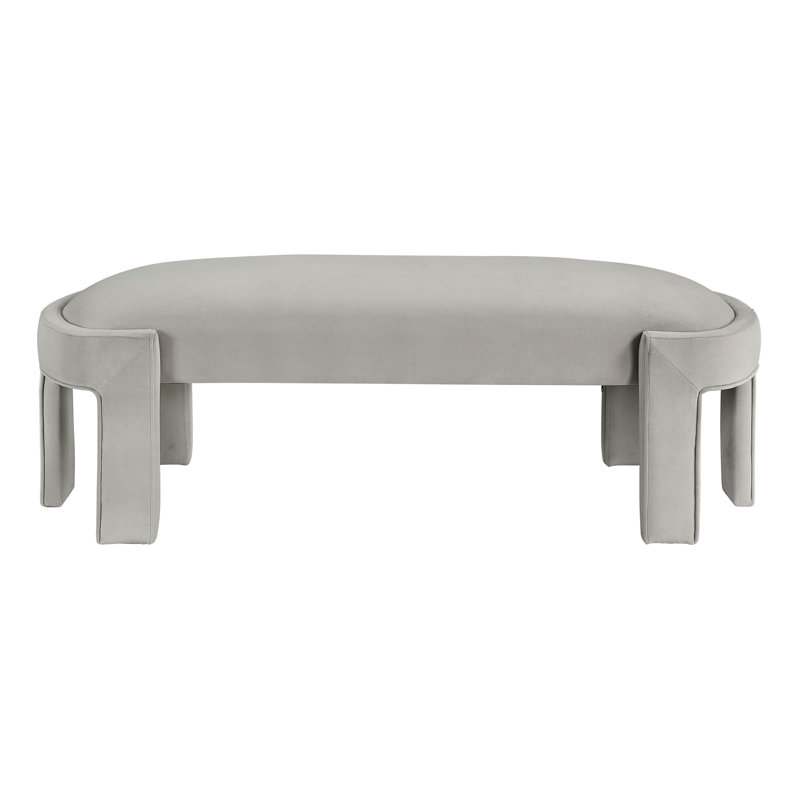 Elegant Taupe Velvet Fabric Upholstered Bench, Plywood Frame, 54" Overall Length, 300Lb Weight Limit For Interior Decor Soft - Seating High Density Foam, 300Lbs Capacity Home Entrance