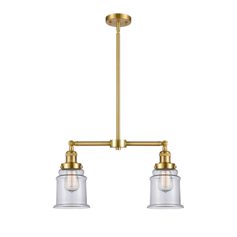Luminaire suspendu linéaire à 2 lumières pour îlot de cuisine Galaviz, Transparent, Ampoule non incluse, Or satiné