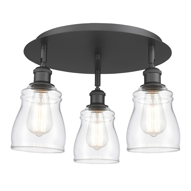 Bernaldino Glass Flush Mount, Clear, Matte Black