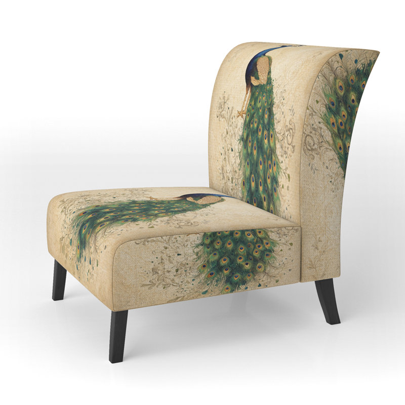 Chaise rembourrée Peacock - Fauteuil de chambre Aristocratic Peacock Portrait, Slipper Armless