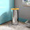 Round Metal Laundry Hamper with Engineered Wooden Lid, Removable Liner, and Ventilated Siding