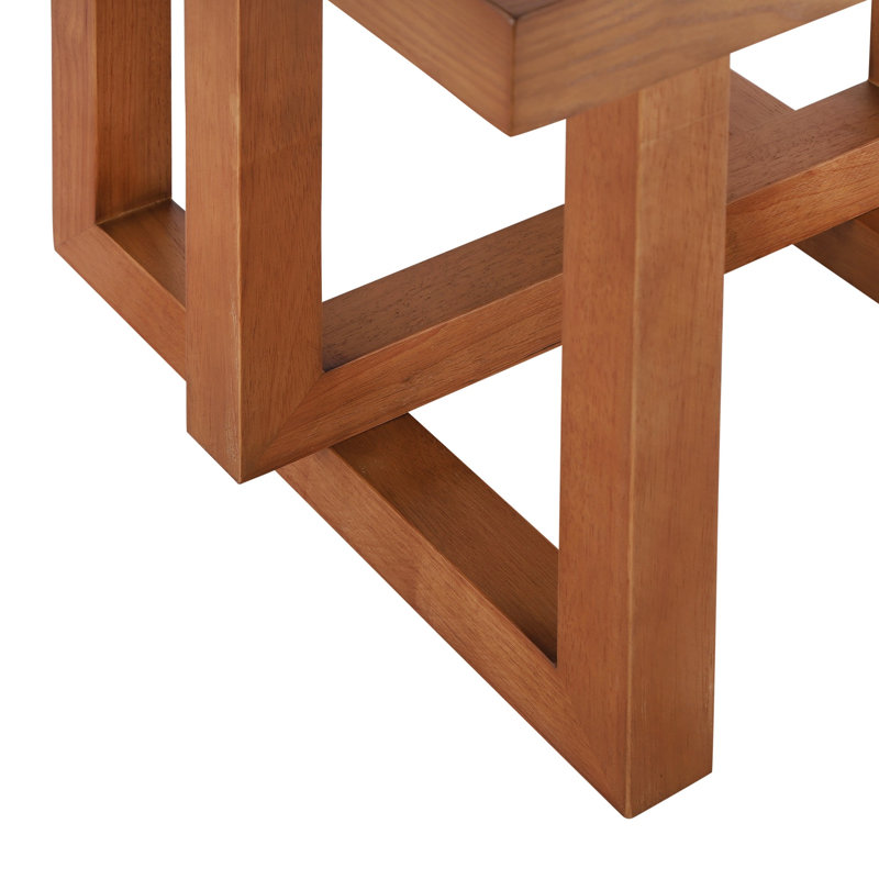 Table de bout en bois massif avec pieds antidérapants, Brun