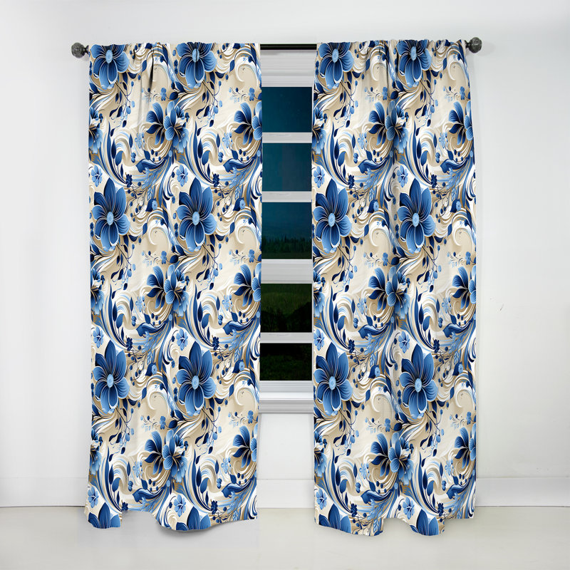 Simplicité scandinave à motif cachemire I - Rideau floral - Rideau obscurcissant - 1 panneau, L 52 po x L 90 po