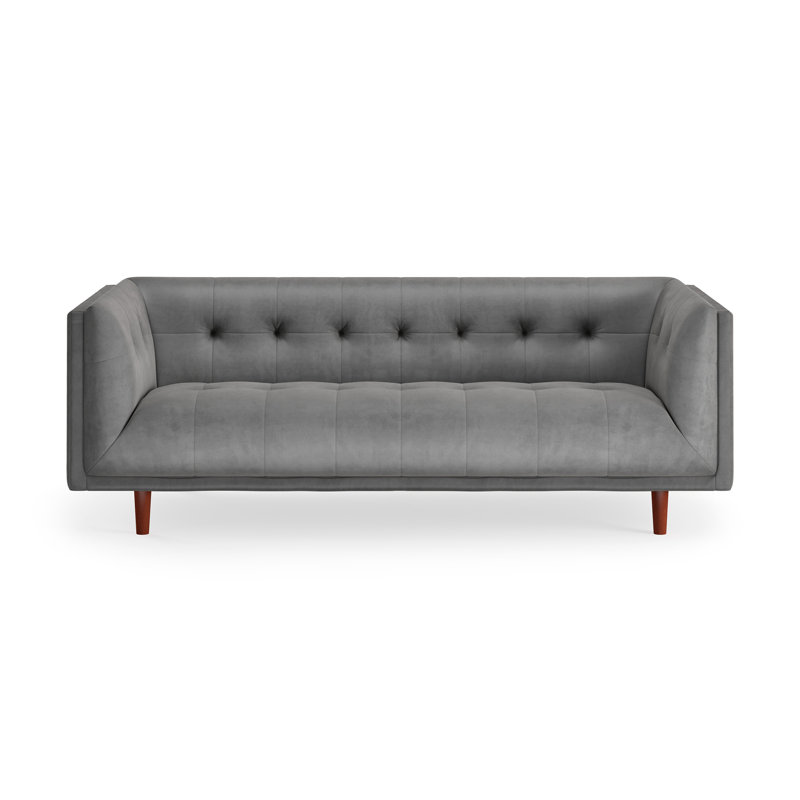 George 82'' Velvet Sofa, Platinum Grey Velvet
